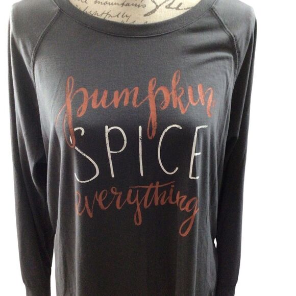 Woman’s Gray State Of Mine Side Split Long Sleeve Fall T-Shirt Size Medium - Picture 3 of 7